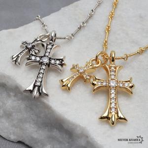 ダブルクロスネックレス ツイストチェーンネックレス 2色 ゴールド