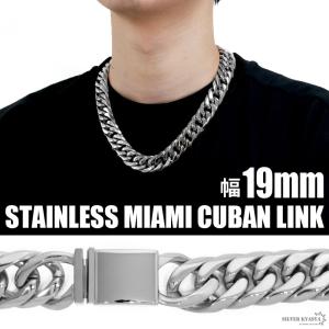 幅19mm STAINLESS STEEL 極太 6面カット ダブル喜平ネックレス