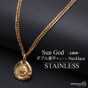 50cm) 6面カット ダブル喜平ネックレス 18k gp 奇跡のメダイ