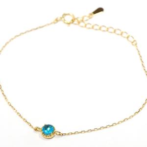 ブレスレット ネオン ブルーアパタイト K18イエローゴールド ミル