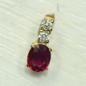 ルビー×ダイヤモンド ペンダントヘッド K18PG　コンビ　オーバルカット　YK-A096-1505　PH
