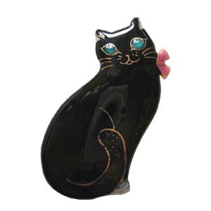 七宝焼き　ブローチ 黒猫