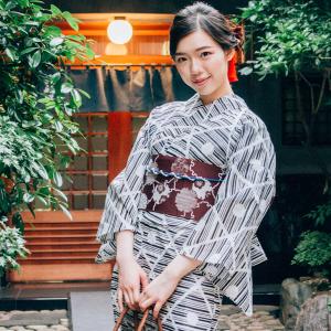 ゆかた 「パラソル」 ViVi ファンシー ボーダー柄 綿ゆかた 仕立上り品