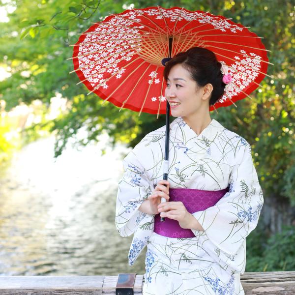 レディース 浴衣 単品 綿麻【30】麻混 高級 ゆかた 白系 オフホワイト系 萩 すすき
