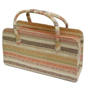 訳あり】【京都西陣生地】利休バッグ（08A042）金襴 縞 文様 和装