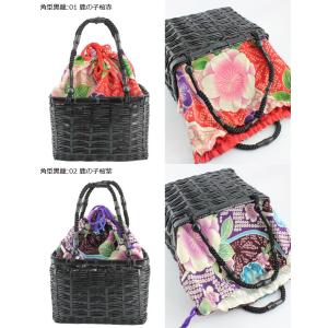 【ハンドメイド】竹かご 巾着 バッグ 友禅生地...の詳細画像3