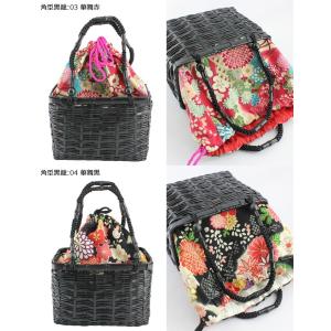 【ハンドメイド】竹かご 巾着 バッグ 友禅生地...の詳細画像4