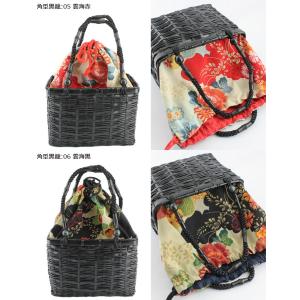 【ハンドメイド】竹かご 巾着 バッグ 友禅生地...の詳細画像5