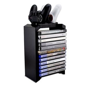 Amever-PS 4 Storage Tower Holder Stand&Dual Charger Dock for Sony Dualshock 4コントローラー/ゲームパッドジョイスティック-Playstation 4コンソール