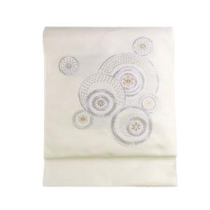 名古屋帯 正絹 白 雪 結晶 〜スノークリスタル〜 ホワイト