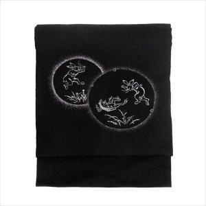 名古屋帯 正絹 黒 うさぎ 〜鳥獣戯画２〜 ブラック 京玉響