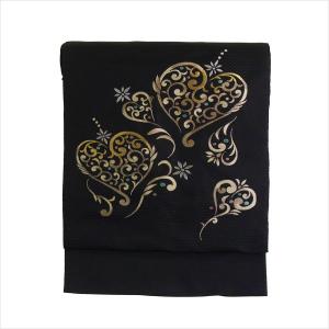 絹100% 西陣織 名古屋帯] 正絹 れん 別誂え 名古屋帯 幾何学模様 段