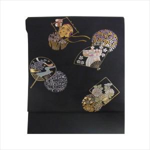 名古屋帯 正絹 黒 蝶 〜蝶に牡丹〜 ブラック 京玉響 西陣織 : 名古屋帯