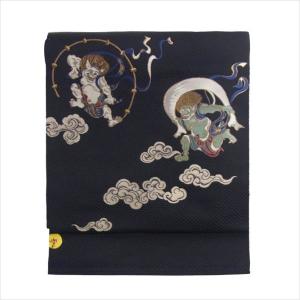 名古屋帯 正絹 黒 俵屋宗達 〜風神雷神〜 ブラック 京玉響