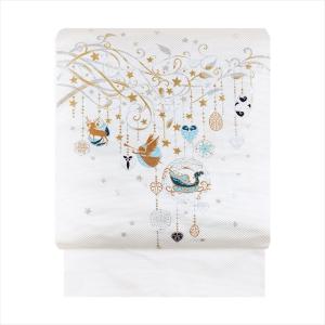 名古屋帯 正絹 白 クリスマス 天使 〜エンジェル〜 クリーム