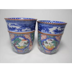 京焼・清水焼 色絵間取牡丹山水捻湯呑 加藤雲泉（雲泉窯） : 京焼