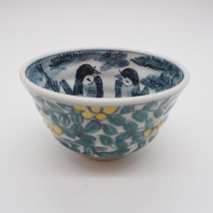 京焼・清水焼 色絵間取牡丹山水捻湯呑 加藤雲泉（雲泉窯） : 京焼