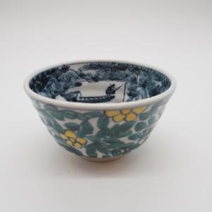 京焼・清水焼 矢野正三（碧黄石窯） 桝色小紋組湯呑 : 京焼・清水焼