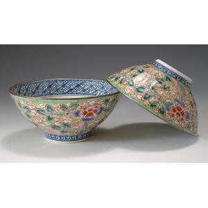 京焼・清水焼 色絵間取牡丹山水捻湯呑 加藤雲泉（雲泉窯） : 京焼