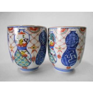 京焼・清水焼 加藤雲泉（雲泉窯） 染赤小紋捻八角組湯呑 : 京焼