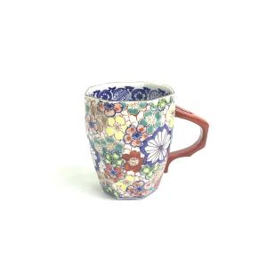 京焼・清水焼 色絵間取牡丹山水捻湯呑 加藤雲泉（雲泉窯） : 京焼