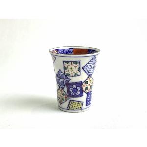 京焼・清水焼 矢野正三（碧黄石窯） 内白桝色小紋 6寸皿 : 京焼