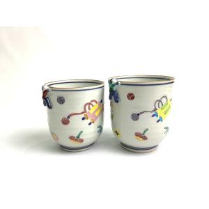 清水焼 手描き 秀峰 緑 交趾(こうち) 夫婦茶碗 お茶碗 京焼・清水焼 武内裕（秀峰窯） 一閑人交趾宝散し組飯碗 : 京焼
