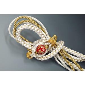 振袖用 帯〆　ホワイト・白とゴールドのMIX　ntu1513-2　成人式振袖   【振袖セット適応商品】