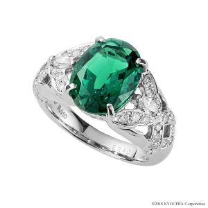 エメラルド リング 0.46ct ダイヤモンド プラチナ ダイヤ リング 指輪 KYOCERA ダイヤモンドリング(0.93ct/Dカラー/VVS1/エメラルドカット3石