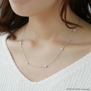 ダイヤモンド ステーションネックレス k18G ピンクゴールド 45cm 