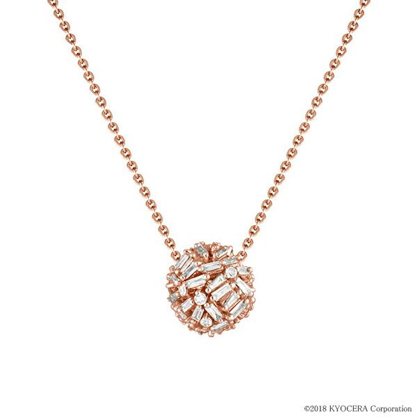 ダイヤモンド ネックレス K18ピンクゴールド テーパーバケット パヴェ スフィア 合計0.47カラ...