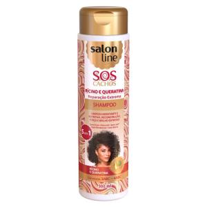 サローンライン パーマ・カーリーヘア用 ケラチナ シャンプー 300ML SALON LINE SOS CACHOS RICINO E QUERATINA SHAMPOO｜kyodai