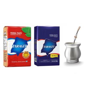 【送料無料】マテ茶 タラグイ レッド＆ブルーパック＆茶器セット YERBA MATE TARAGUI RED + BLUE + CUIA E BOMBA SET