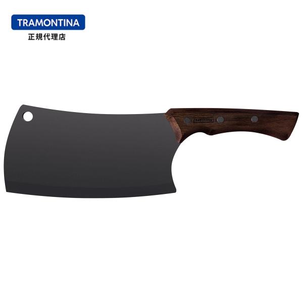 TRAMONTINA 中華包丁 シュラスコブラック 7インチ クリーバー ステンレス 両刃 木柄 ト...