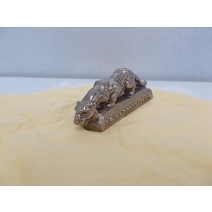 【掘り出し物】北村西望 ペーパーウェイト 洋銀製 虎視耽耽 文鎮　未使用品