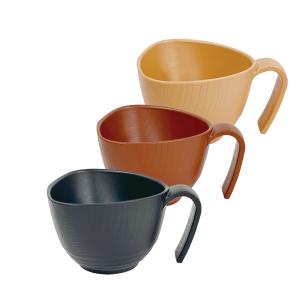 取っ手付き三角椀 コンフィーライト HUB-1 椀(小) ベージュ/ブラウン/黒 (118×H65mm) 270ml 三信化工 介護 食器 割れにくい 軽い 丈夫 プラスチック お椀