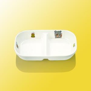 メラミン 角二ツ仕切皿 小 170Ｘ107mm H32mm こぐまちゃん[J31KO]