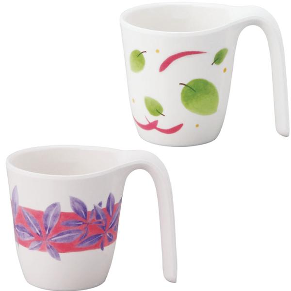 メラミン製 UDマグカップ 大 2柄(つた/葉っぱ)(φ80(取っ手含む115)×H87mm・250...