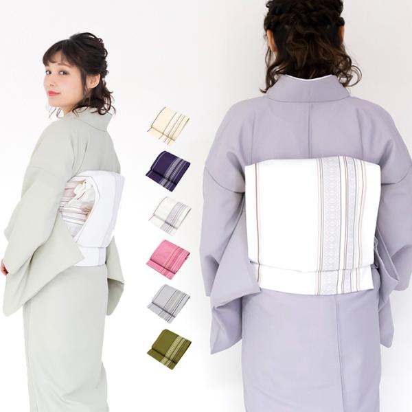 (名古屋帯 KS6)洗える八寸名古屋帯 京紫織 献上 ストライプ 日本製 女性