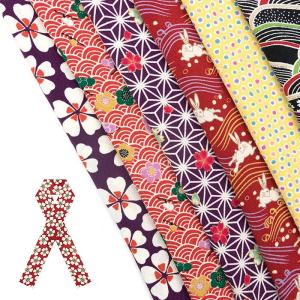 (日本製ちりめん和柄半衿 101-186)半衿 半襟 桜/青海波/麻の葉/波うさぎ/豆しぼり/白波/水玉