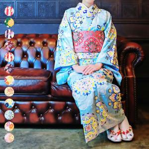 (女袷 小紋 CCM B) 洗える着物 袷 小紋 12colors レトロ