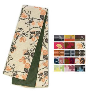 《日本製 京紫織 細帯 92》長尺/浴衣帯/半幅帯/半巾帯/浴衣/ゆかた/アンティーク/格子/蔦/パズル/鳥/花/あけび/ストライプ/ボーダー/バイカラー