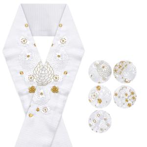 (刺繍半衿 振袖 絽 187-191) 半襟 白 刺繍 振袖 8colors