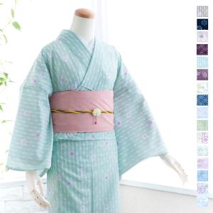 (小紋単衣 絽 281) 仕立て上がり洗える小紋着物 女性 レディース