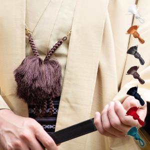 (梵天風羽織紐 丸組み)男性 メンズ 白 ホワイト 金 ゴー...