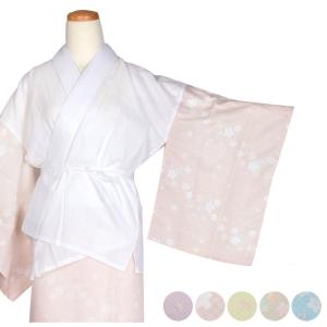 (二部式襦袢 友禅)二部式長襦袢 半襦袢 裾よけ 花柄 宝(zr)