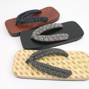 (竹下駄 柄お任せ)竹素材 あじろ編み男下駄  ナチュラル/ブラウン/ブラック