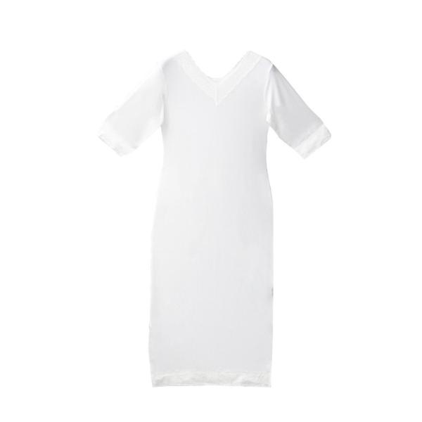 ［ヒートワンピース］ メール便{P50} 伸びる七分丈ワンピース ヒート+ふぃっと東レ《M/L 白》...