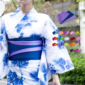 (浴衣帯 リバーシブル無地 ロング)日本製 半幅帯 長尺