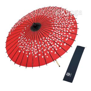 和傘 紙傘 尺４ 桜渦 朱色 継柄 舞踊傘 踊り傘